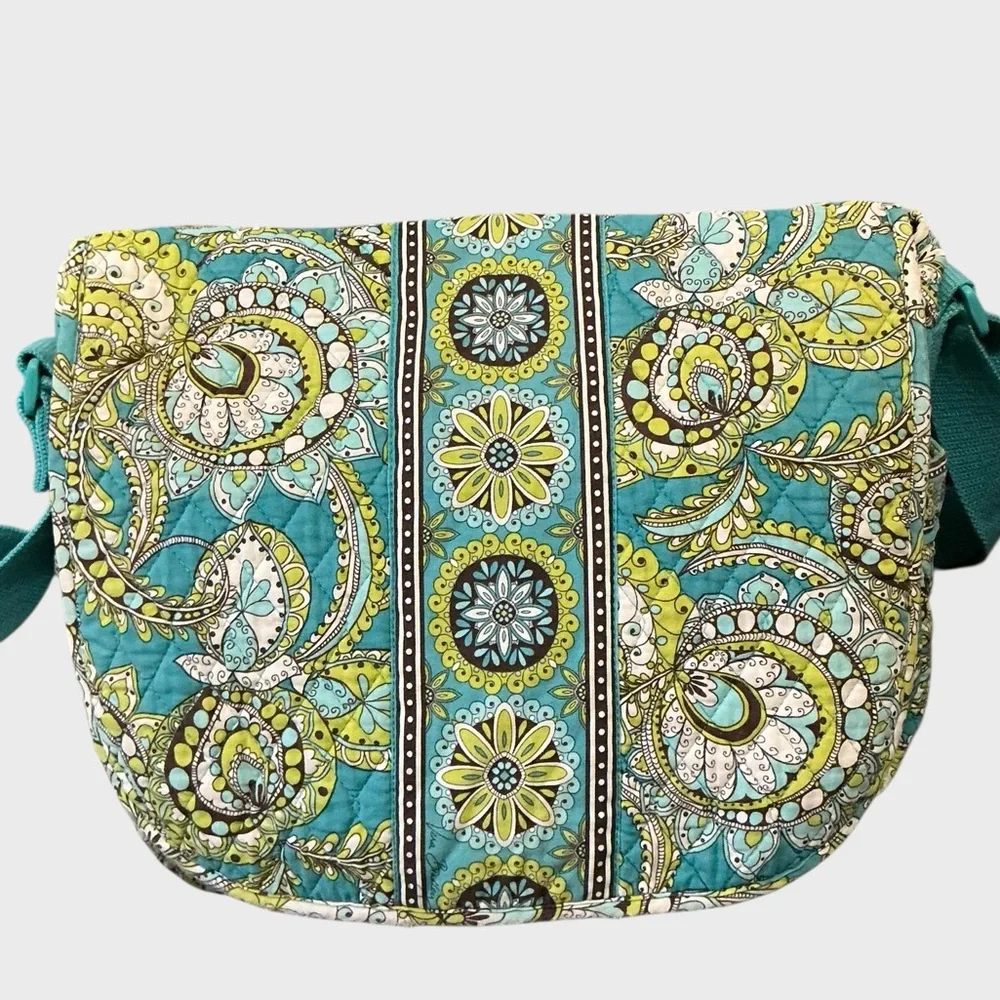 Vera Bradley Lindsay Crossbody Messenger Bag Peacock Quilted Floral